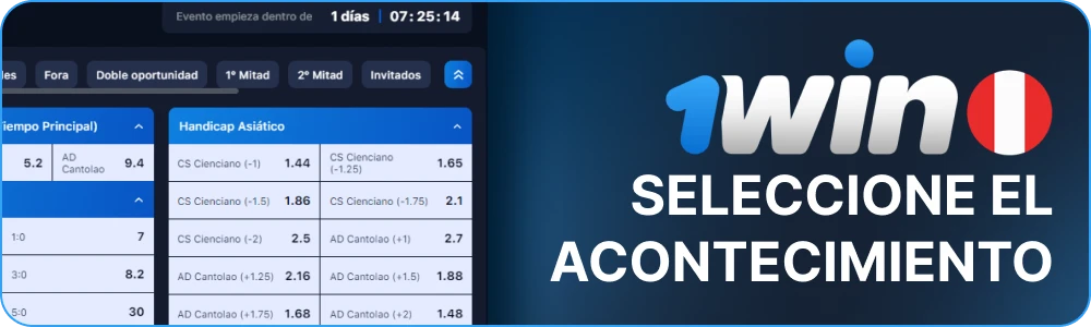Seleccione un evento para su apuesta 1win